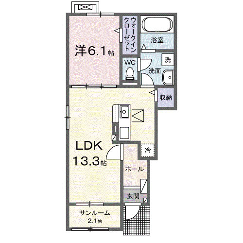 ラビアンローゼ・シャルムII 101号室の間取り図