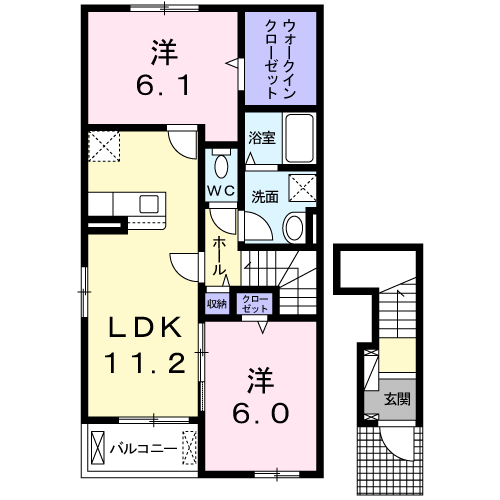 ドエル　Ｆ．Ｔ．Ｋ　Ⅱ番館 201号室の間取り図