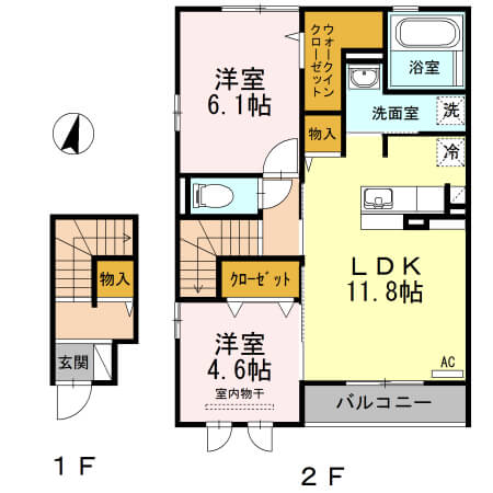 角井田ハウス 201号室の間取り図