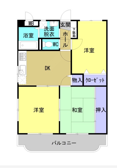 ユーミー遠田 201号室の間取り図