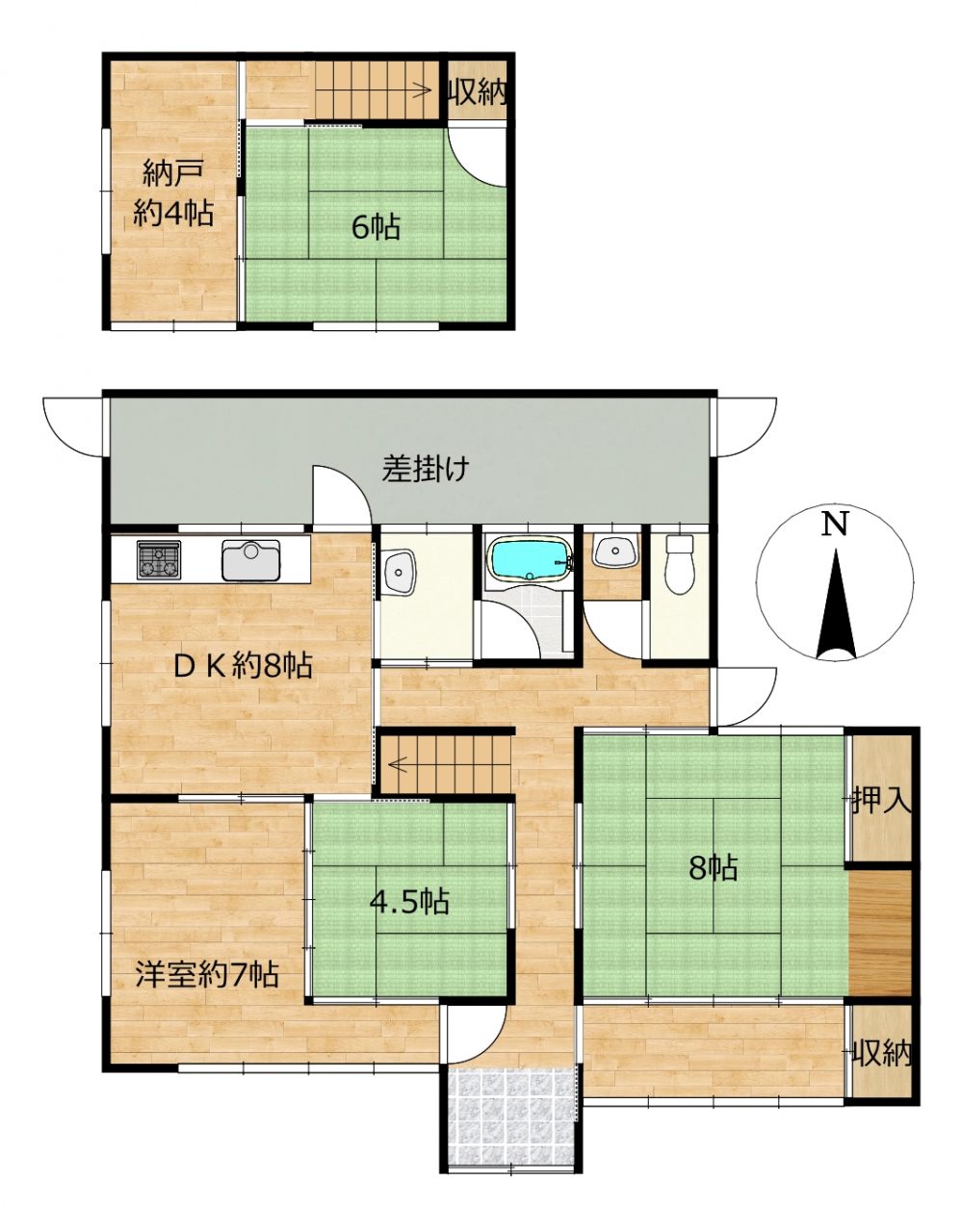 島根県益田市下本郷町705-22の中古住宅の間取り図