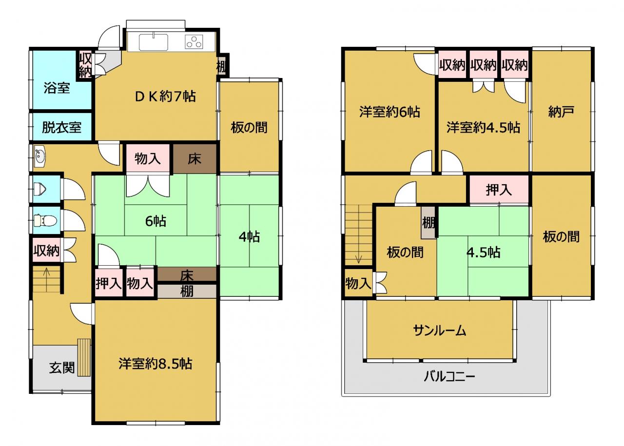 島根県益田市元町30-4の中古住宅の間取り図