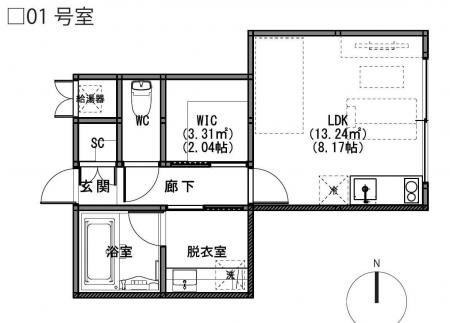 RESIDENCE on the TRUSS 01号室の間取り図