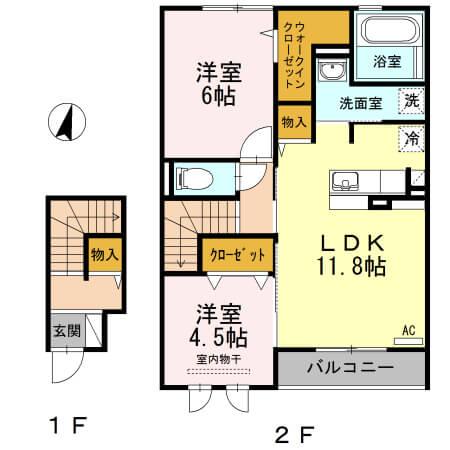 角井田ハウス 203号室の間取り図