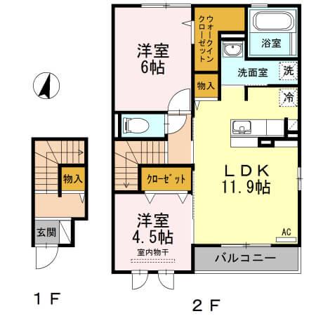 角井田ハウス 205号室の間取り図